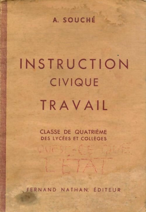 Livrenpoche : Instruction civique travail 4e - Aimé Souché - Livre