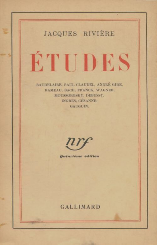 Livrenpoche : Études - Jacques Rivière - Livre