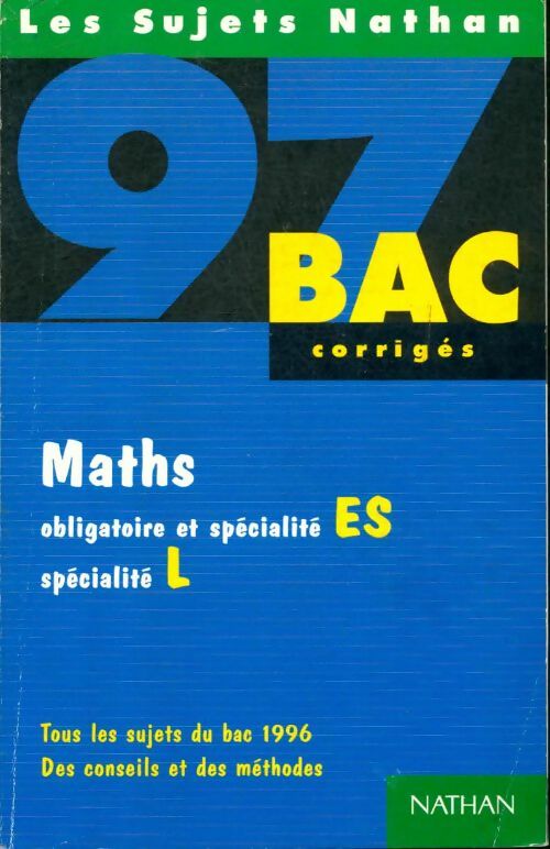 Livrenpoche : Maths terminale es/l : Enseignement obligatoire et de spécialité - Nathan Technique - Livre