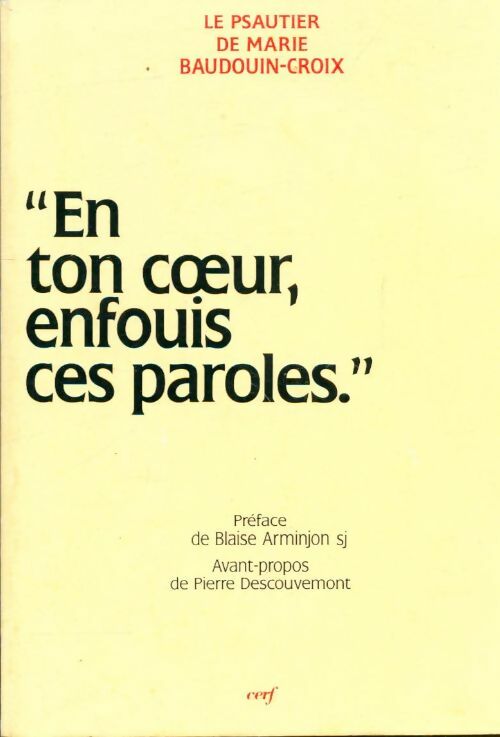 Livrenpoche : En ton coeur enfouis ces paroles ! - Marie Baudouin-Croix - Livre