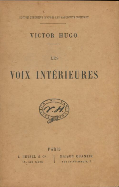 Livrenpoche : Les voix intérieures - Victor Hugo - Livre