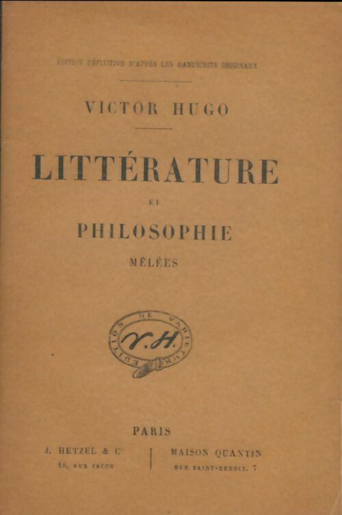 Livrenpoche : Littérature et philosophie mêlées - Victor Hugo - Livre