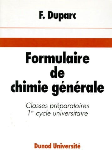 Livrenpoche : Formulaire de chimie générale - Duparc - Livre