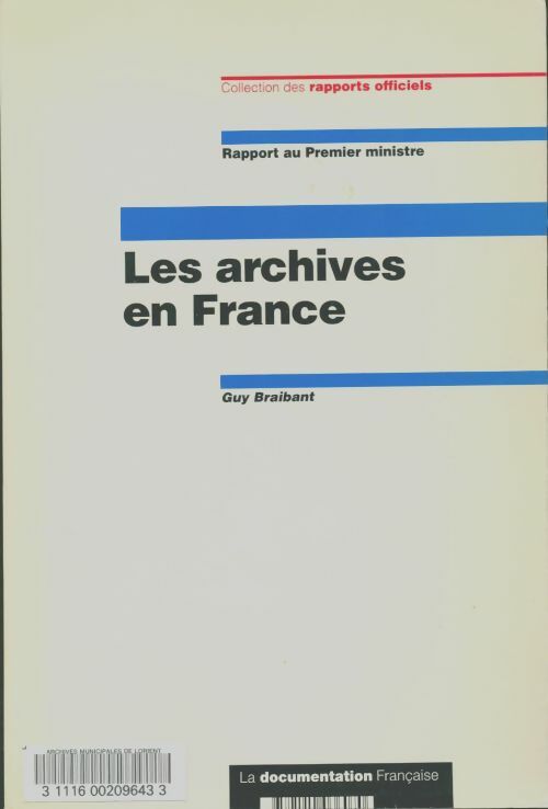 Livrenpoche : Les archives en France - Braibant - Livre