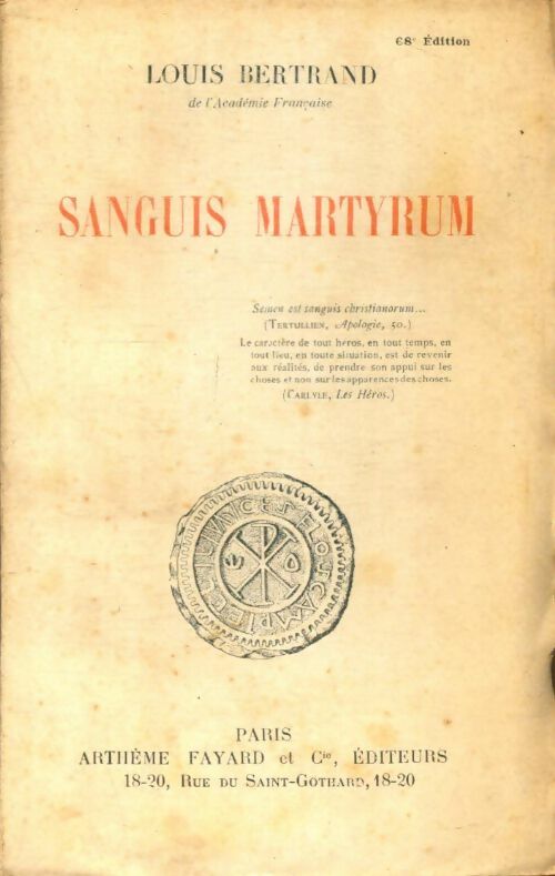 Livrenpoche : Sanguis Martyrum - Louis Bertrand - Livre