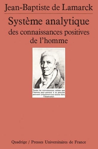 Livrenpoche : Système analytique des connaissances positives de l'homme - Jean-Baptiste Pierre Antoine De Lamarck - Livre
