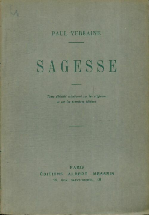 Livrenpoche : Oeuvres de Paul Verlaine Tome V : Sagesse - Paul Verlaine - Livre