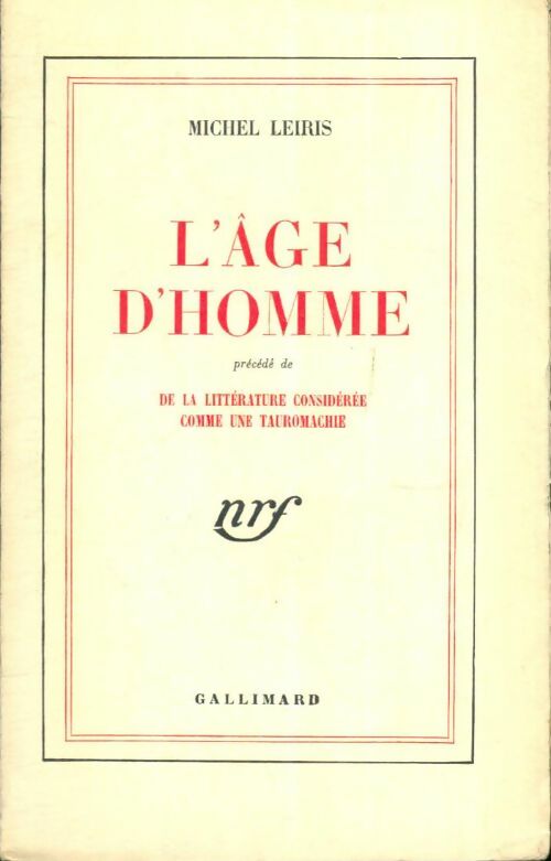 Livrenpoche : L'âge d'homme - Michel Leiris - Livre