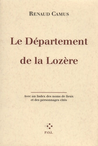 Livrenpoche : Le Département de la Lozère - Renaud Camus - Livre