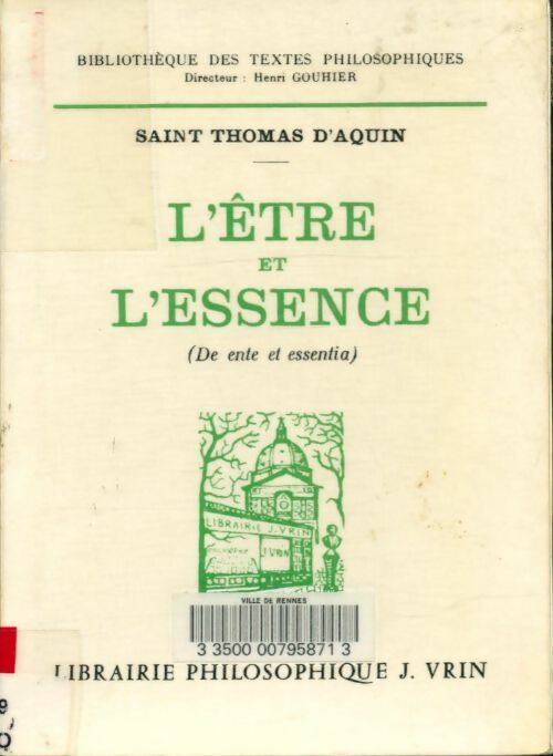Livrenpoche : L'être et l'essence - Saint Thomas D'aquin - Livre