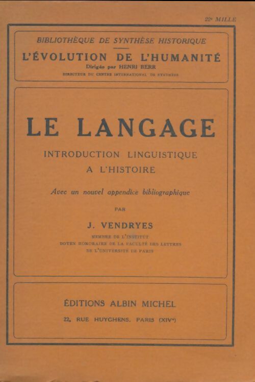 Livrenpoche : Le langage - Joseph Vendryes - Livre