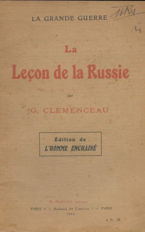 Livrenpoche : La leçon de la Russie - Georges Clémenceau - Livre