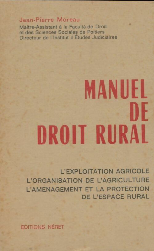 Livrenpoche : Manuel de droit rural - Jean-Pierre Moreau - Livre