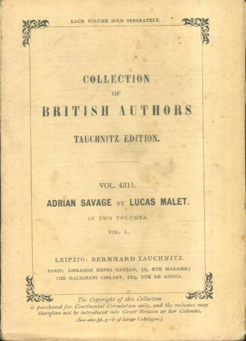 Livrenpoche : Adrian Savage Tome I - Lucas Malet - Livre