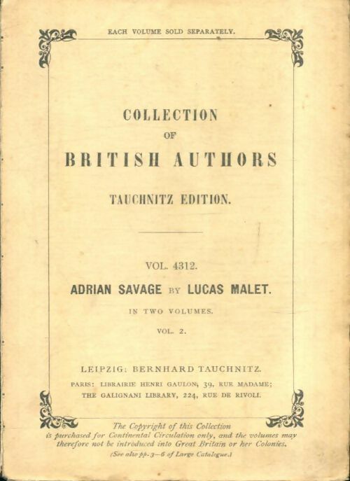 Livrenpoche : Adrian Savage Tome II - Lucas Malet - Livre