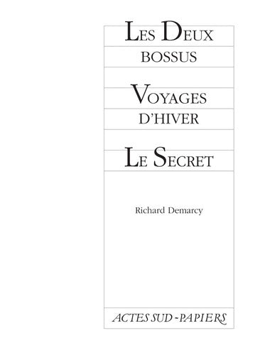 Livrenpoche : 2 Bossus Voyages D'hiver Le Secret - Richard Demarcy - Livre