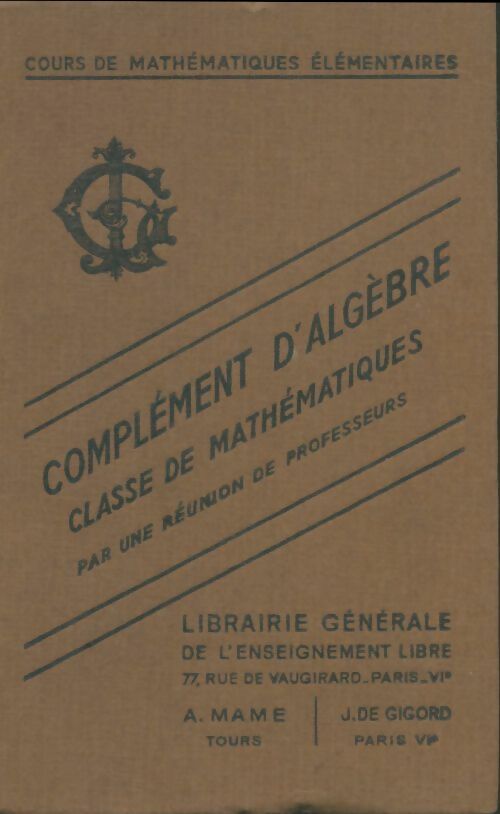 Livrenpoche : Complément d'algèbre - Collectif - Livre