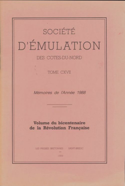 Livrenpoche : Société d'émulation des Côtes-du-Nord Tome CXVII - Collectif - Livre