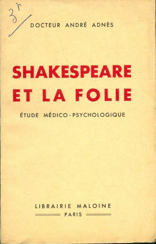 Livrenpoche : Shakespeare et la folie - André Adnès - Livre