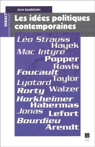 Livrenpoche : La pensée politique au XXe siècle - J. Baudouin - Livre