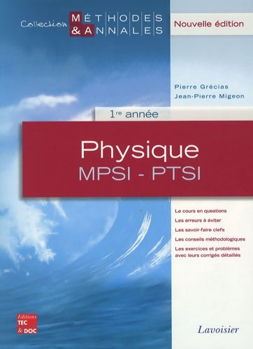 Livrenpoche : Physique MPSI-PTSI 1re année - Jean-Pierre Migeon - Livre
