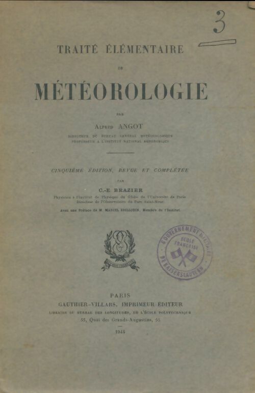 Livrenpoche : Traité élémentaire de météorologie  - Alfred Angot - Livre