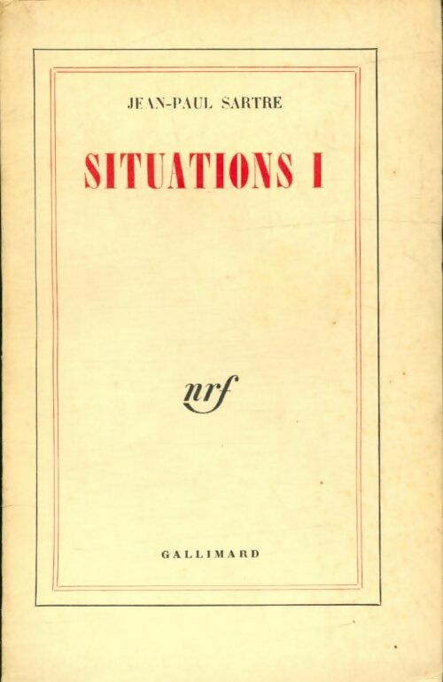 Livrenpoche : Situatiuons, 1 - Jean-Paul Sartre - Livre
