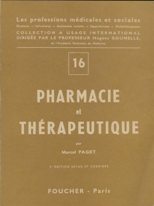Livrenpoche : Pharmacie et thérapeitique - Marcel Paget - Livre
