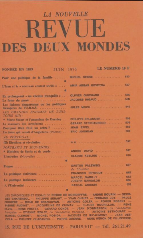Livrenpoche : Revue des deux mondes juin 1975 - Collectif - Livre