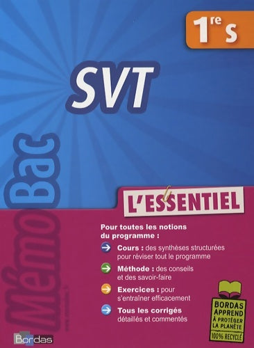 Livrenpoche : Memobac essentiel svt 1re s - Annick Lehingue - Livre