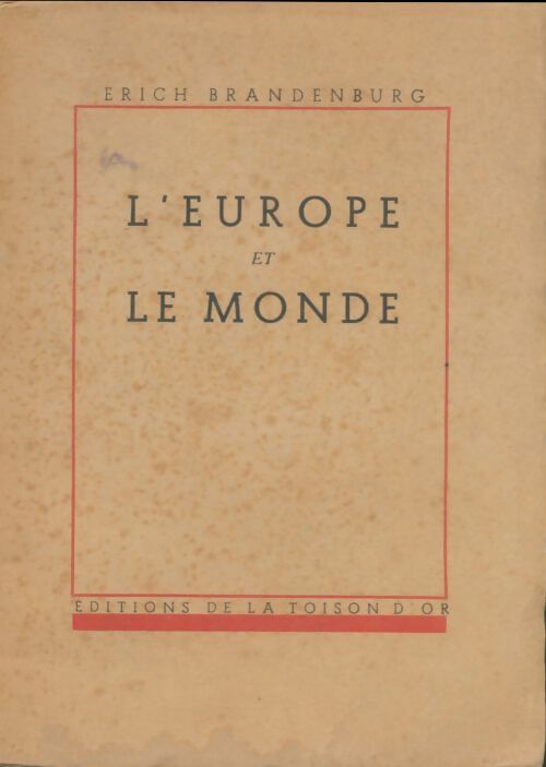 Livrenpoche : L'Europe et le monde - Erich Brandenburg - Livre