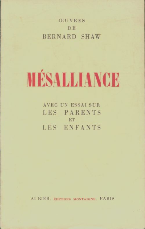 Livrenpoche : Mésalliance - Bernard Shaw - Livre