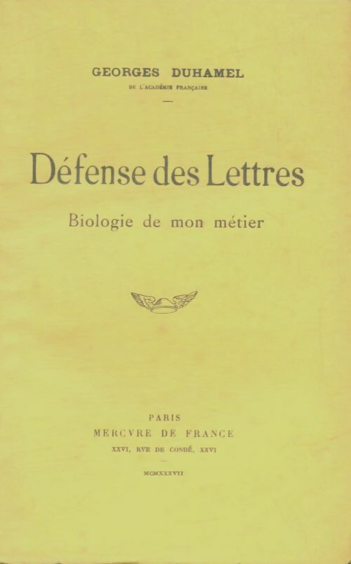 Livrenpoche : Défense des lettres - Georges Duhamel - Livre