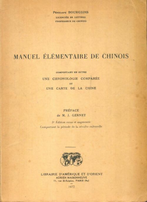 Livrenpoche : Manuel élémentaire de chinois - Pénélope Bourgeois - Livre