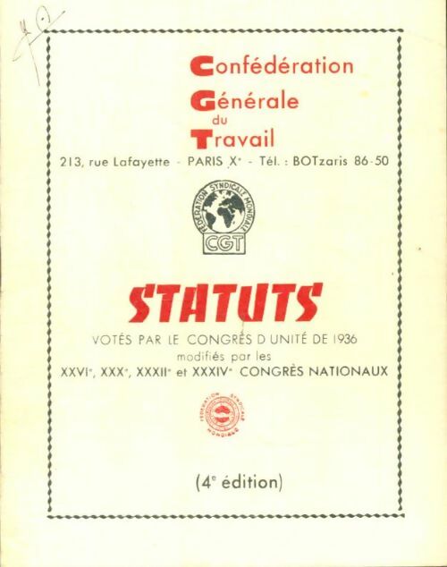 Livrenpoche : Statuts votés par le congrès d'unité de 1936 - Collectif - Livre