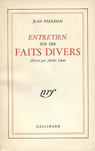 Livrenpoche : Entretien sur des faits divers - Jean Paulhan - Livre