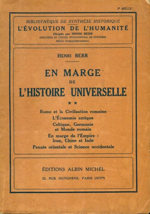 Livrenpoche : En marge de l'histoire universelle Tome II - Henri Berr - Livre