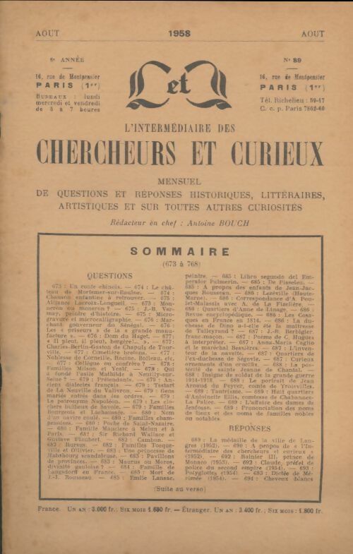 Livrenpoche : L'intermédiaire des chercheurs et curieux n°89 - Collectif - Livre