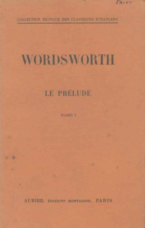 Livrenpoche : Le prélude Tome I - William Wordsworth - Livre