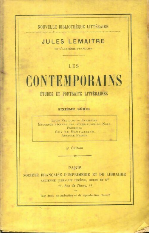 Livrenpoche : Les contemporains : Etudes et portraits littéraires - Jules Lemaître - Livre