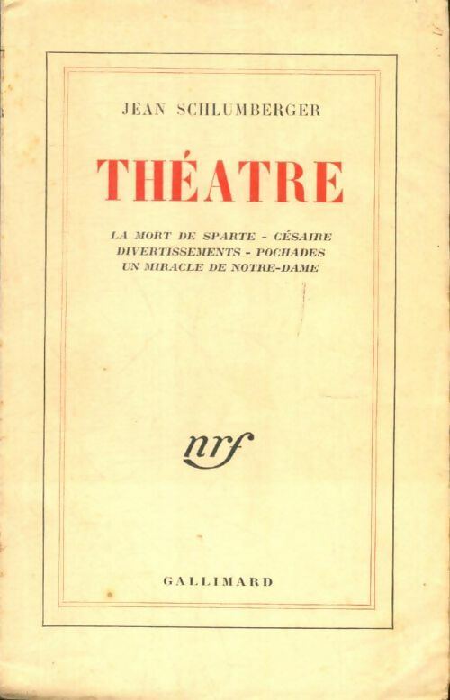Livrenpoche : Théâtre - Jean Schlumberger - Livre