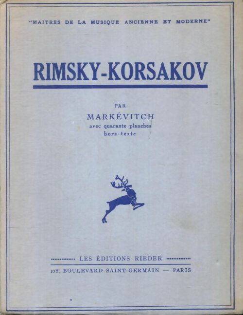 Rimsky-Korsakov - Markevitch -  Maîtres de la musique ancienne et moderne - Livre