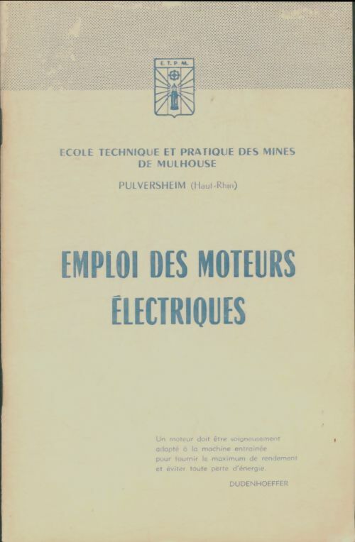 Livrenpoche : Emploi des moteurs électriques - Collectif - Livre