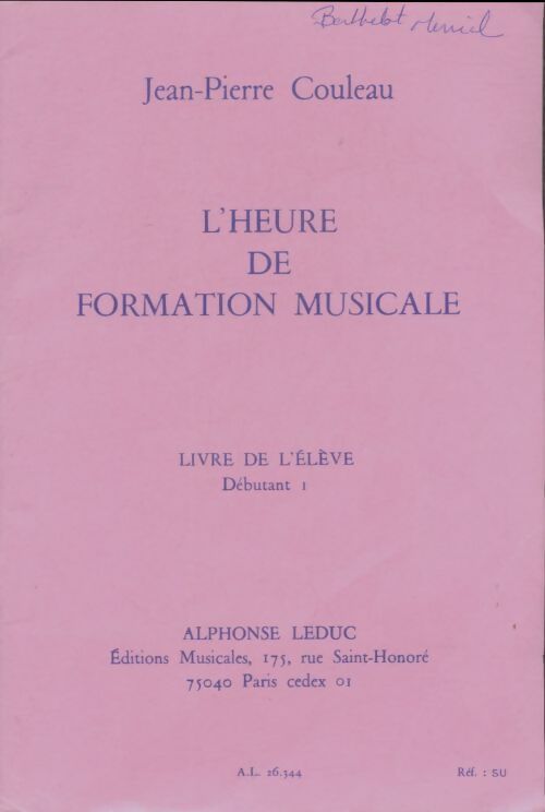 Livrenpoche : L'heure de formation musicale livre de l'élève - Jean-Pierre Couleau - Livre