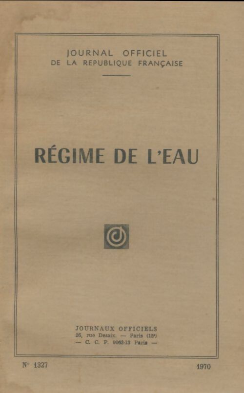 Livrenpoche : Régime de l'eau - Collectif - Livre