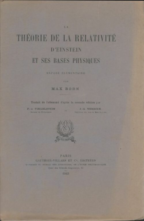 Livrenpoche : La théorie de la relativité d'Einstein et ses bases physiques - Max Born - Livre