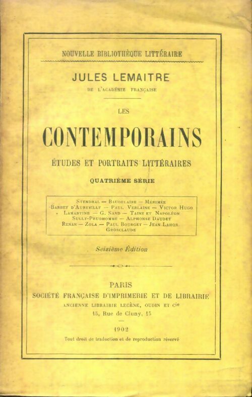 Livrenpoche : Les contemporains : Etudes et portraits littéraires - Jules Lemaître - Livre