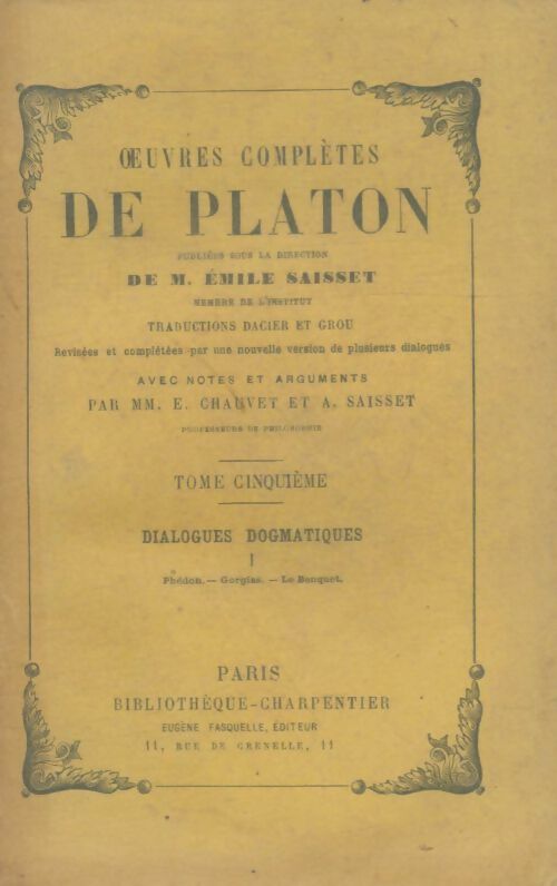 Livrenpoche : Oeuvres complètes de Platon Tome V - Platon - Livre