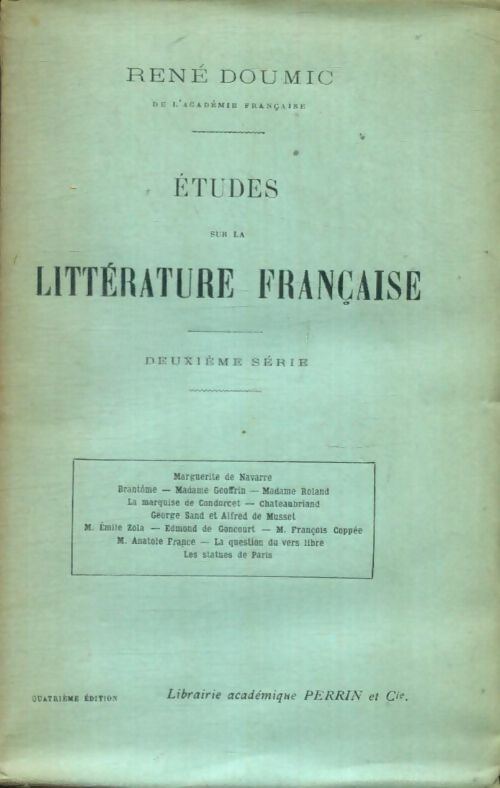 Livrenpoche : Études sur la littérature française deuxième série - René Doumic - Livre