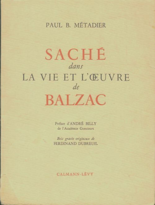 Livrenpoche : Saché dans la vie et l'oeuvre de Balzac - Paul Métadier - Livre